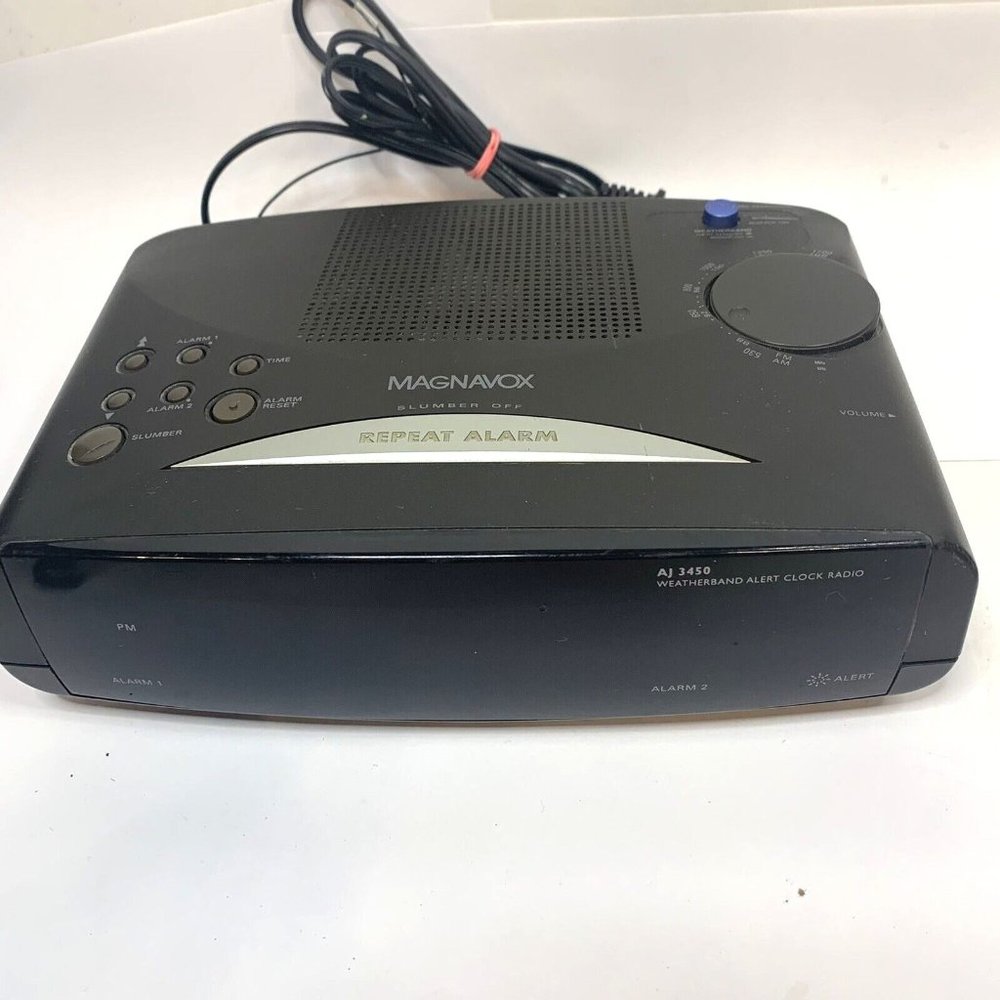 VTG Magnavox Weatherband Alert AM/FM Clock Radio Dual Alarm AJ 3450/17 TESTED